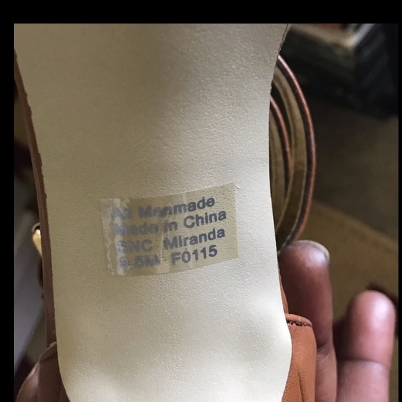 Style & Co Camel & Gold Peep Toe Sandals Size 9.5 - Picture 11 of 11